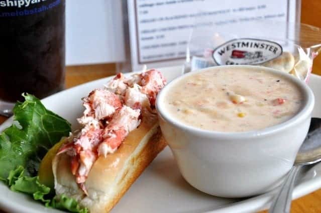 Lobster roll and seafood chowder at Thirsty Whale Lobster roll and seafood chowder at Thirsty Whale