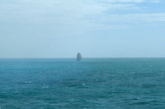 A four-masted ship appears out of nowhere. A four-masted ship appears out of nowhere.