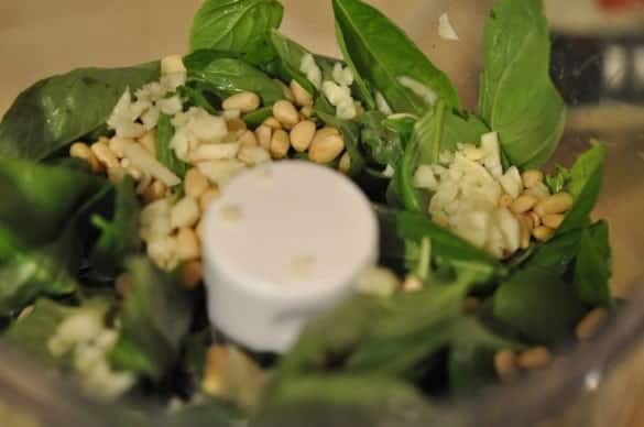 Adding the ingredients to the food processor