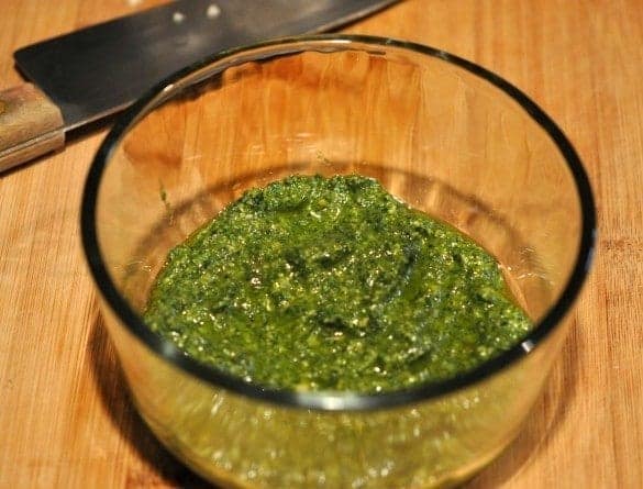 The finished pesto sauce. The finished pesto sauce.