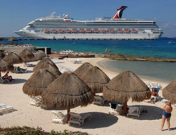 Carnival Freedom nears Cozumel, Mexico.