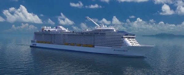 Royal Caribbean's Anthem of the Seas arrives Southampton in April 2015.