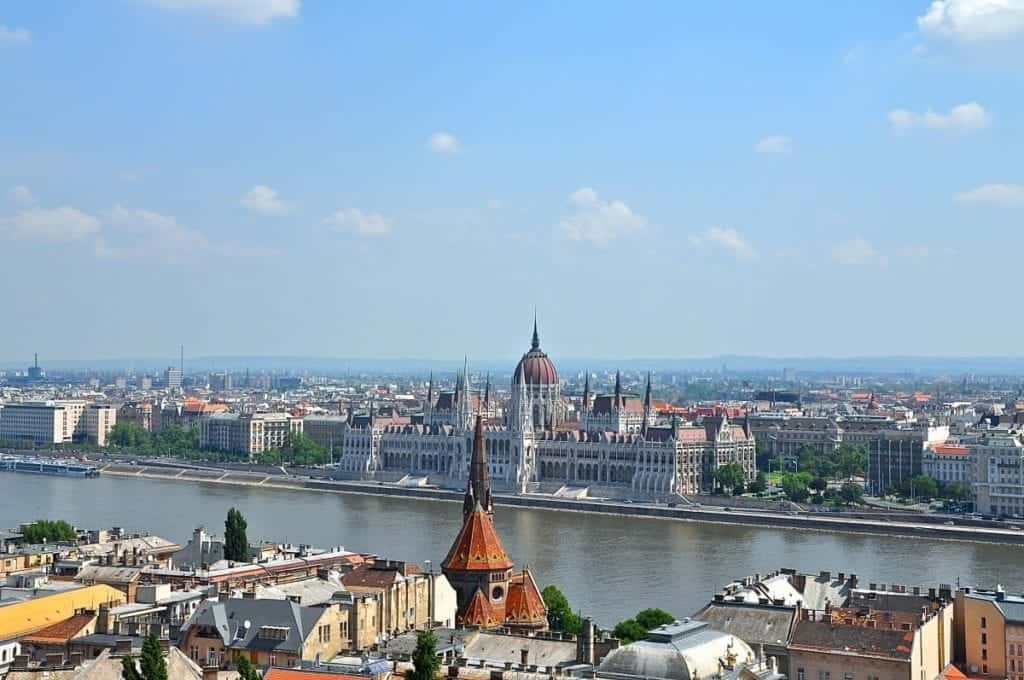 Budapest's Parliment Building as seen from the other side of the Danube, in Buda.
