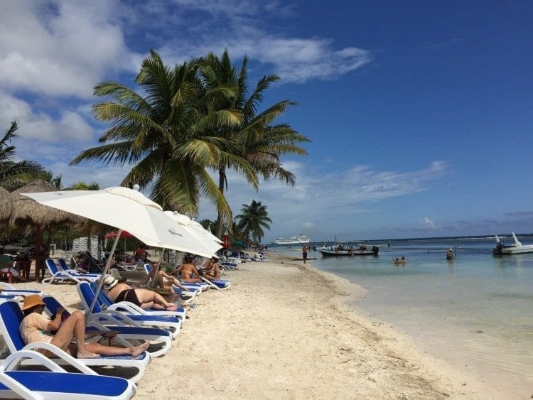 A 5-minute, $3 taxi ride takes you from the port of Costa Maya to the sleepy beach town of Mahahual.