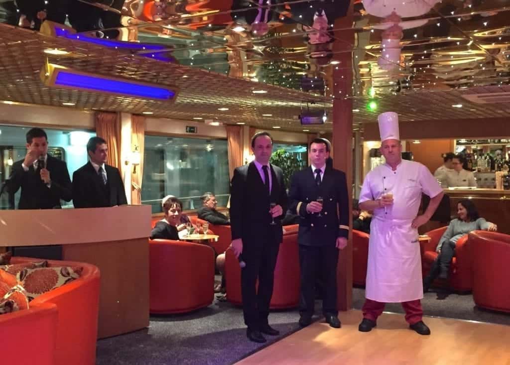 First night crew and officers introductions by the Seine Princess Cruise Director.