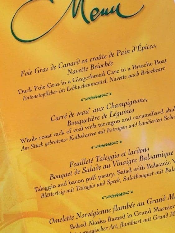 CroisiEurope Farewell Dinner menu