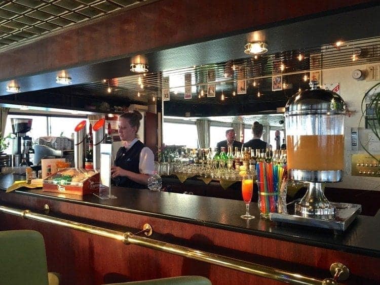 Wine and beer are included at lunch and dinner and...there's an open bar throughout the voyage (except for champagne, special wine and fine brandies.)