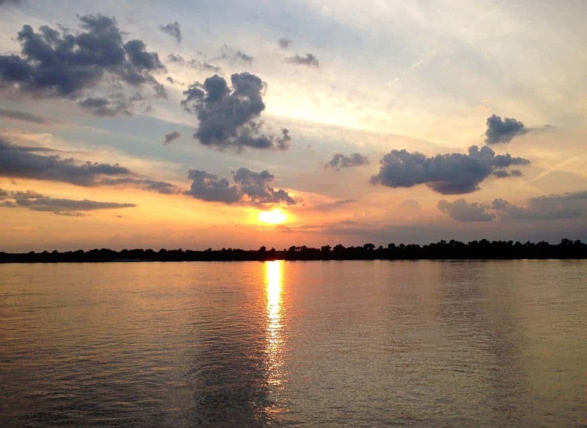 Sunset on the Mississippi River.