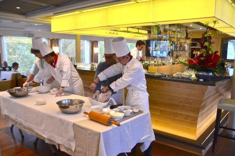 Viking Lif River Cruise Chef streudel demonstration Viking Lif apple strudel cooking demonstration in the Observation Lounge
