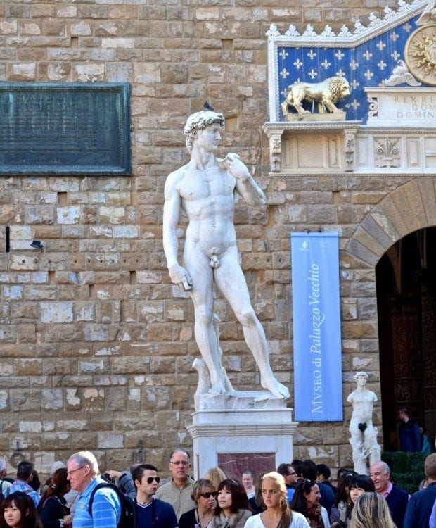 See Michelangelo's David on a Mediterranean Cruise to Florence Italy Replica of the Statue of Michelangelo's David in Florence.