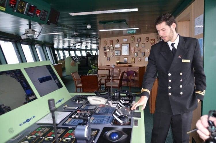 The Queen Mary 2 tour culminates with a visit to the bridge and a lengthy explanation as to how things work.