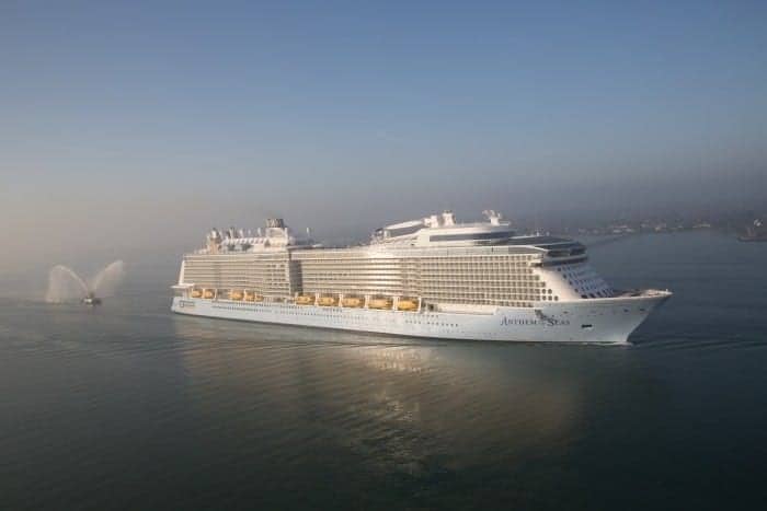 Anthem of the Seas heads for her summer homeport in Southampton.