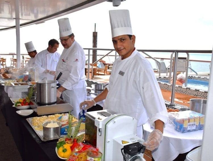Italian luncheon with fresh-made pasta. Plenty of seating for Al Fresco dining aboard Viking Star.