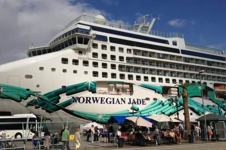 Norwegian Jade docks in Menorca, Spain