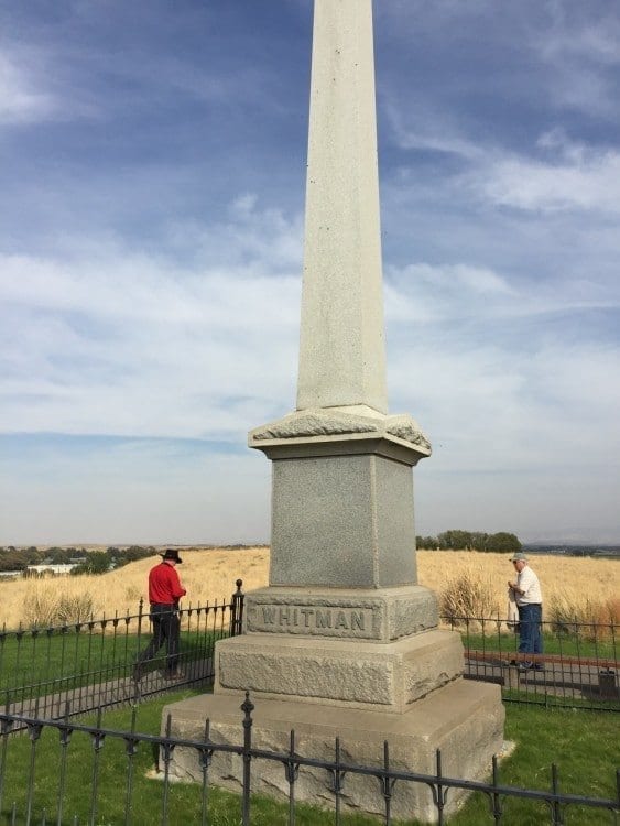 Whitman Memorial high on a hill overlooking the Oregon Trail.