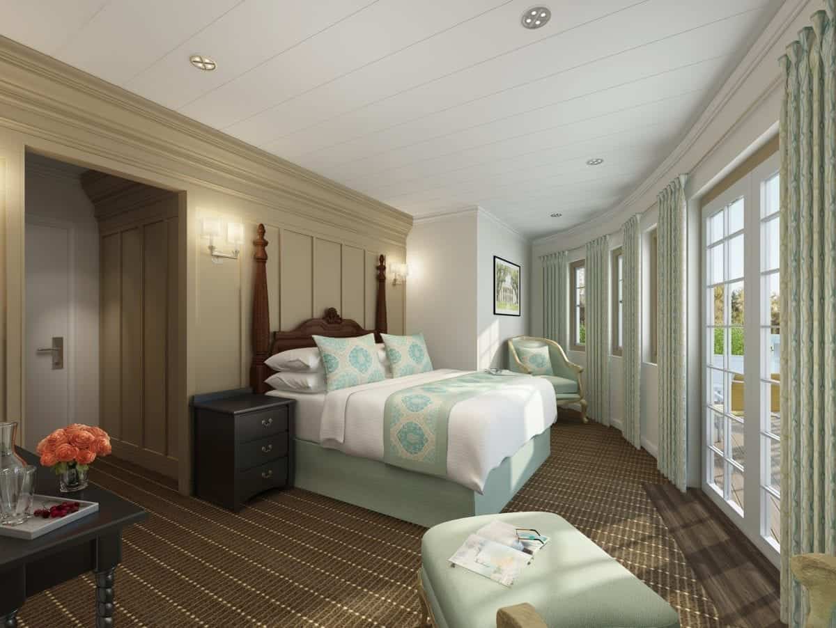 One of two Richelieu Suites aboard the French America Line Louisiane. 