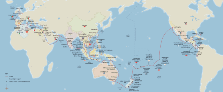 Route of the Viking Sun World Cruise