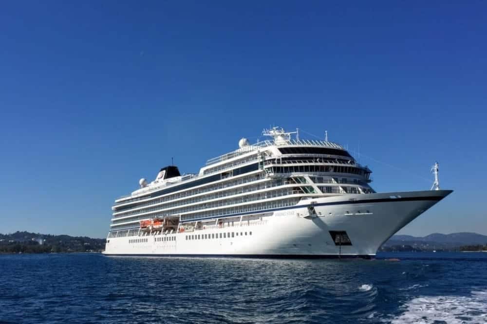 Viking Star anchored off Corfu, Greece