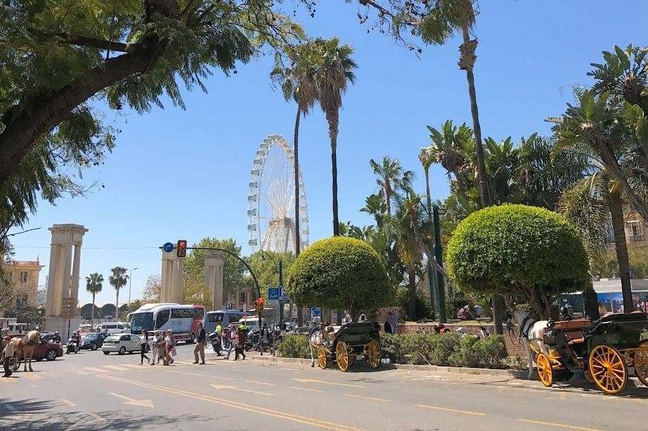 Main drag in Malaga, Spain. 