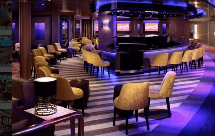 Westerdam renovations Gallery bar and seating area onboard Holland America Westerdam.
