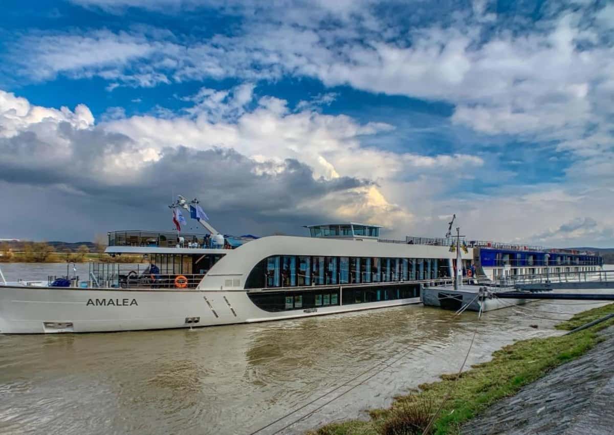 AMALEA river cruise ship docked.