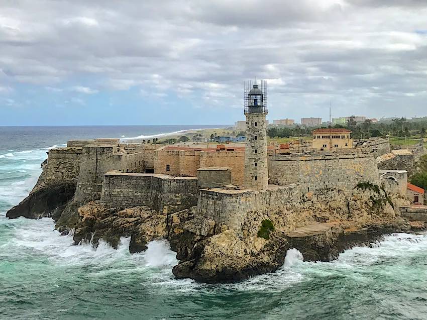 Cruising past the fortress at the entrance to Havana, Cuba.