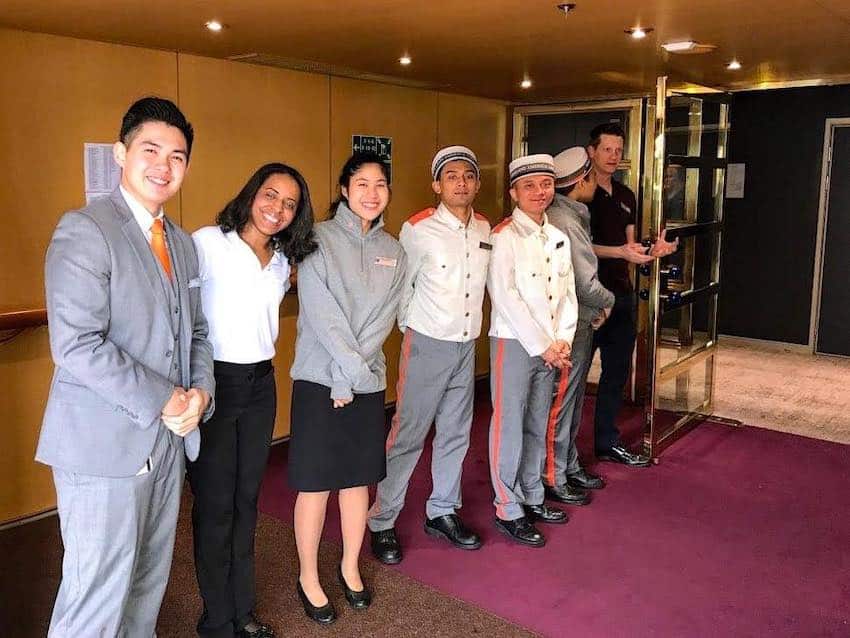 Holland America Eurodam Review on an Alaska Cruise Holland America Eurodam crew greets each passenger.