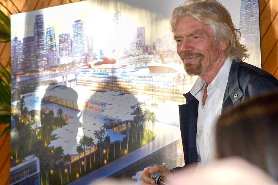 Virgin Voyages' Sir Richard Branson announces new PortMiami cruise terminal.