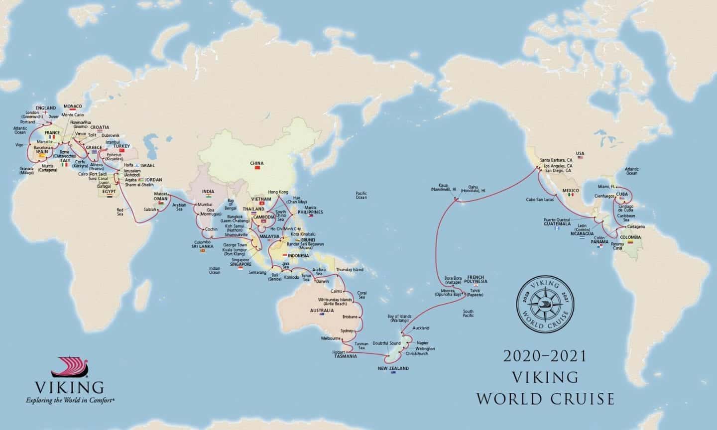 Viking Cruises World Cruise Map