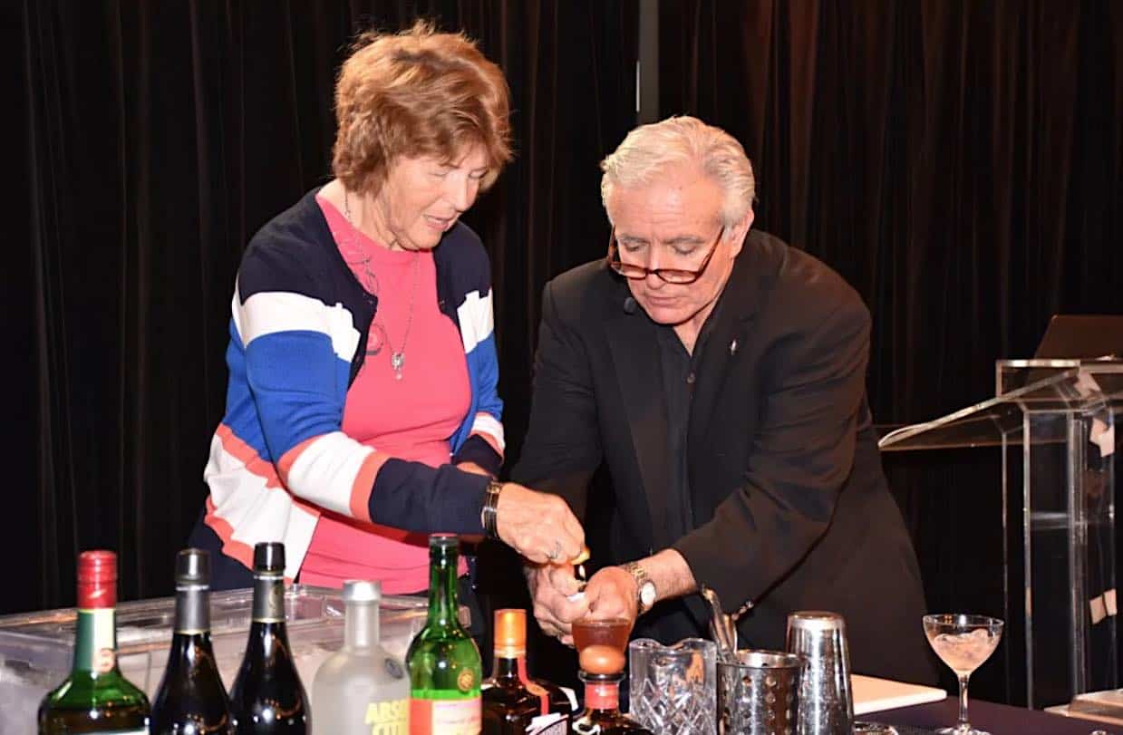 Dale DeGroff Master Mixologist creating cocktails on Holland America Culinary Cruise