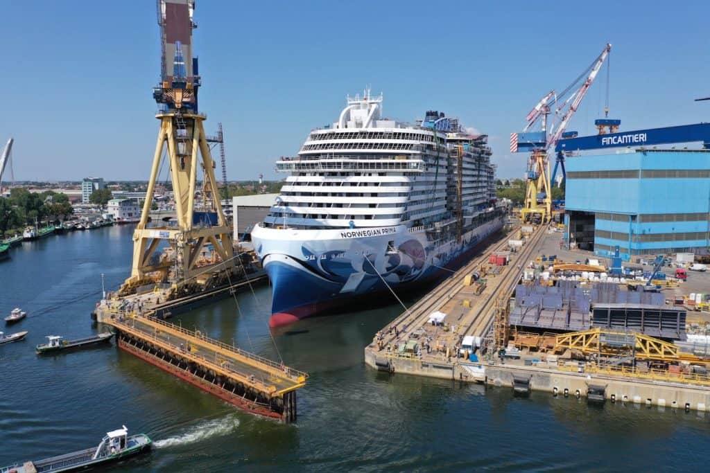 Norwegian Prima at float out event.