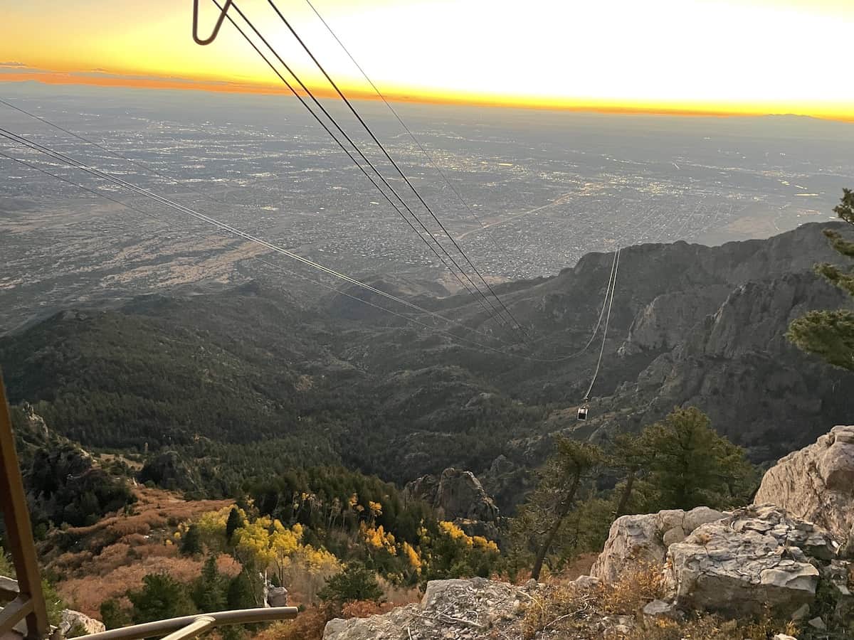 Sandia Peak Tramway at sunset.