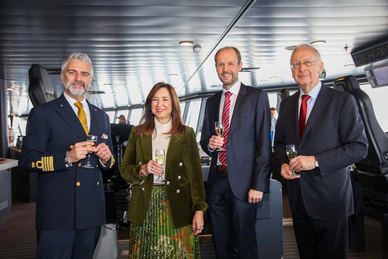 Carnival Jubilee dedication toast with Captain and others.