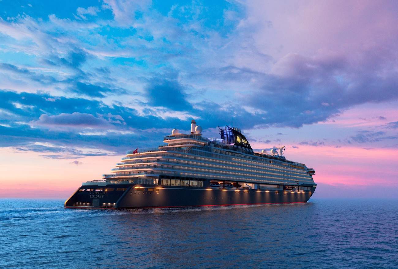 Artist rendering of Explora Journeys 2 at sea.