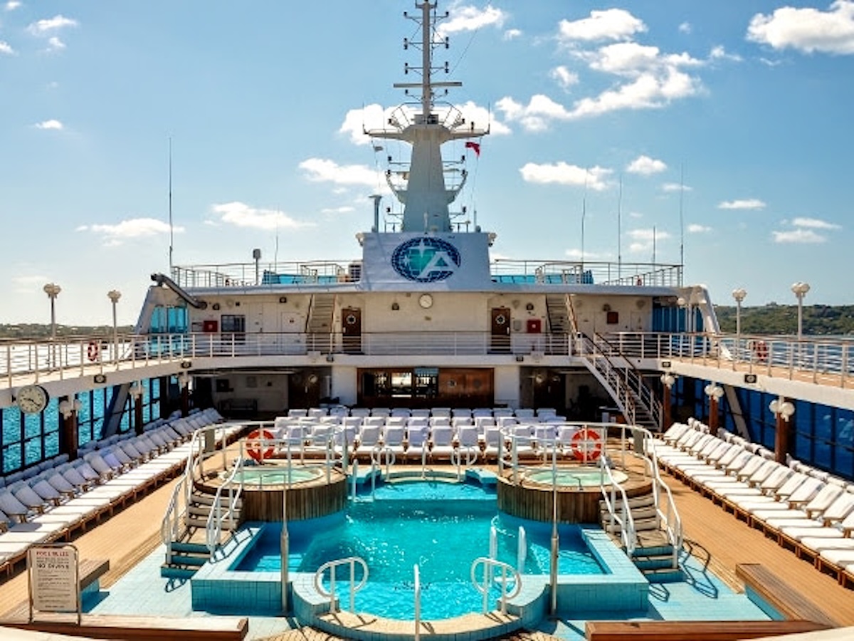 Swimming pool on the top outdoor deck of Azamara Journey.