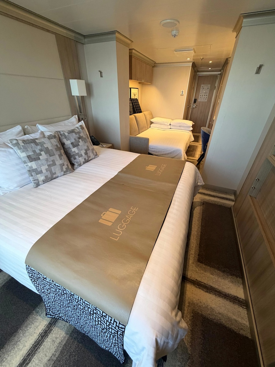 Updated Vista Suite with new sofa bed made up for sleeping, to accommodate up to four guests.